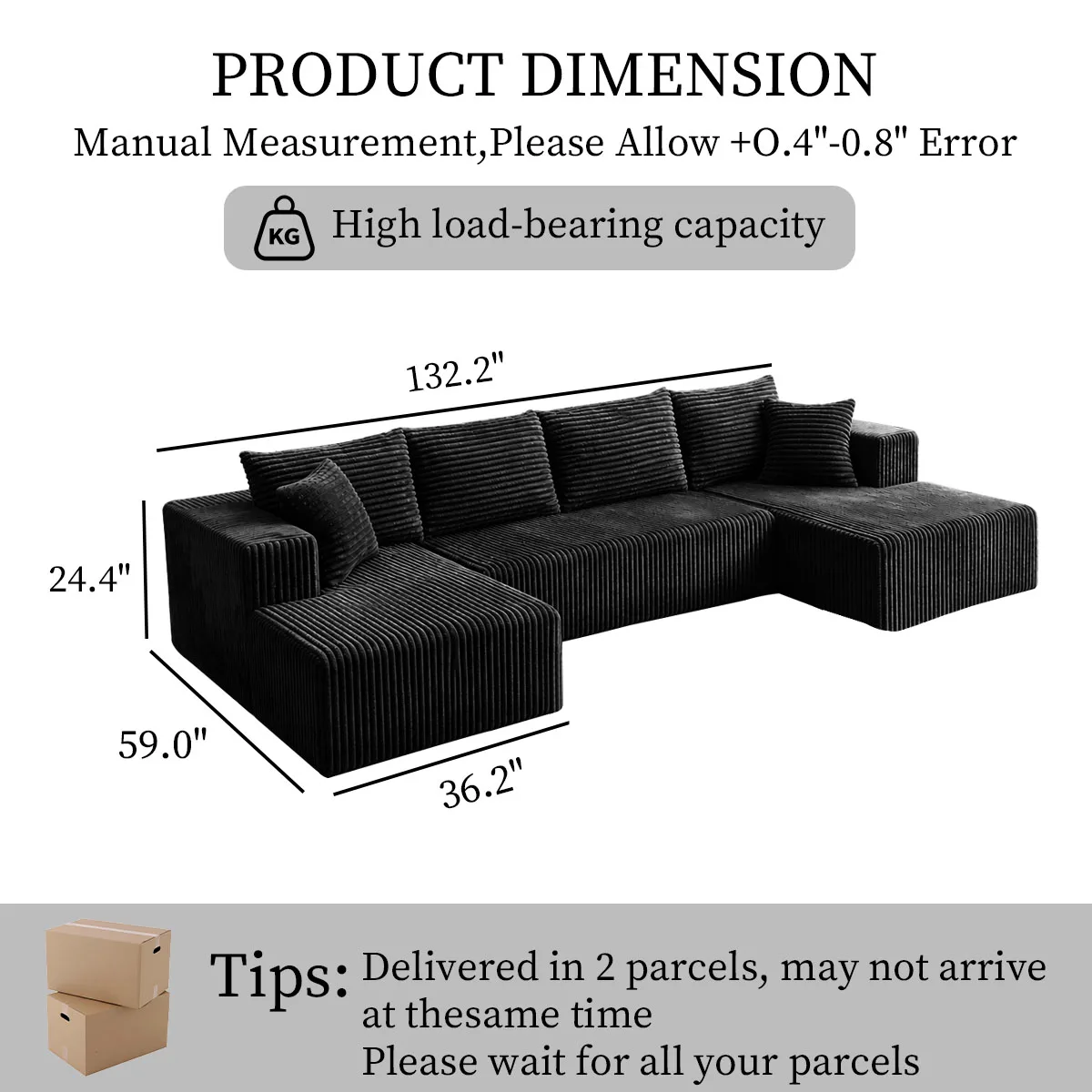132in Modular U-Shaped Sectional Sofa - Image 3