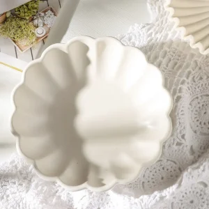 White Scalloped Decorative Table Centerpiece Bowl