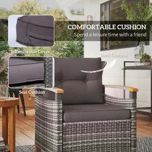 3 Pieces Wicker Patio Bistro Set - Thumbnail Image 3