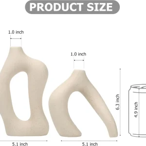 White Ceramic Decorative Vases Set of 2 - Thumbnail Image 2