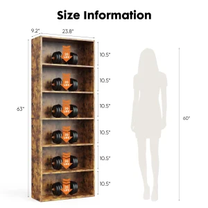 6 Tier Wooden Shelf Bookcase - Thumbnail Image 2