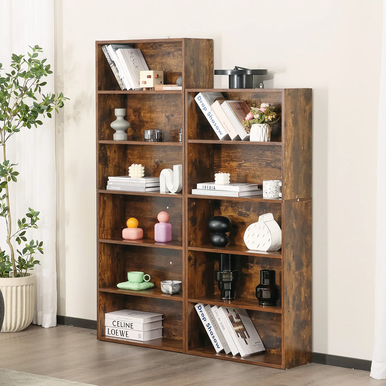 6 Tier Wooden Shelf Bookcase - Image 1
