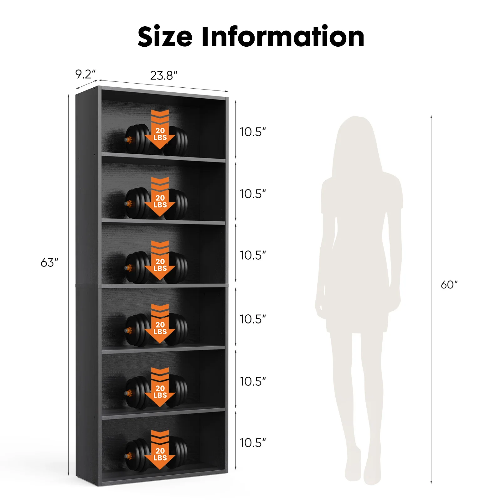6 Tier Wooden Shelf Bookcase - Image 5