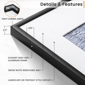 3pcs Modern Black Aluminum Picture Frames Set - Thumbnail Image 3